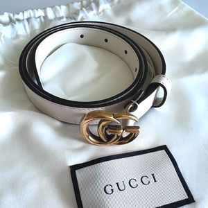 Authentic Gucci thin belt white